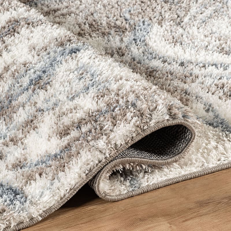 Abstract Marble Shag Rug - Anthracite Dark Gray - Plush Medium Pile, Durable with Jute Backing