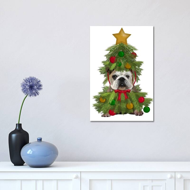 iCanvas "English Bulldog, Christmas Tree Costume" by Fab Funky Canvas Print - 18x12x1.5