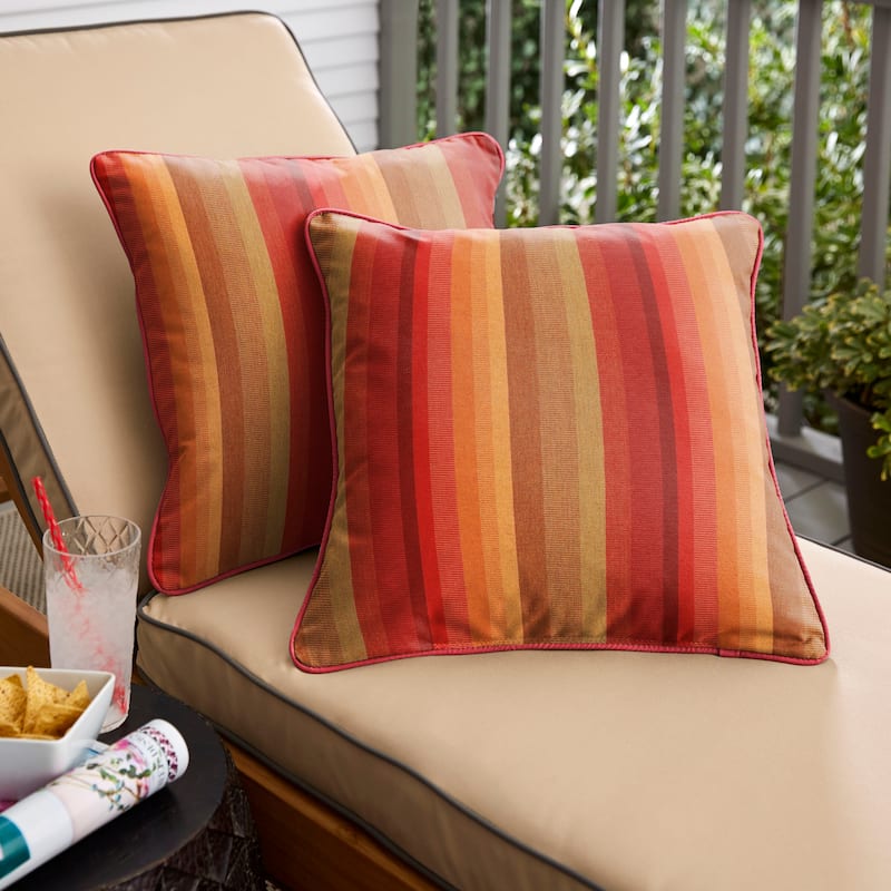 Sunbrella Astoria Sunset/ Dupione Crimson Indoor/ Outdoor Pillow Set - 18 in x 18 in
