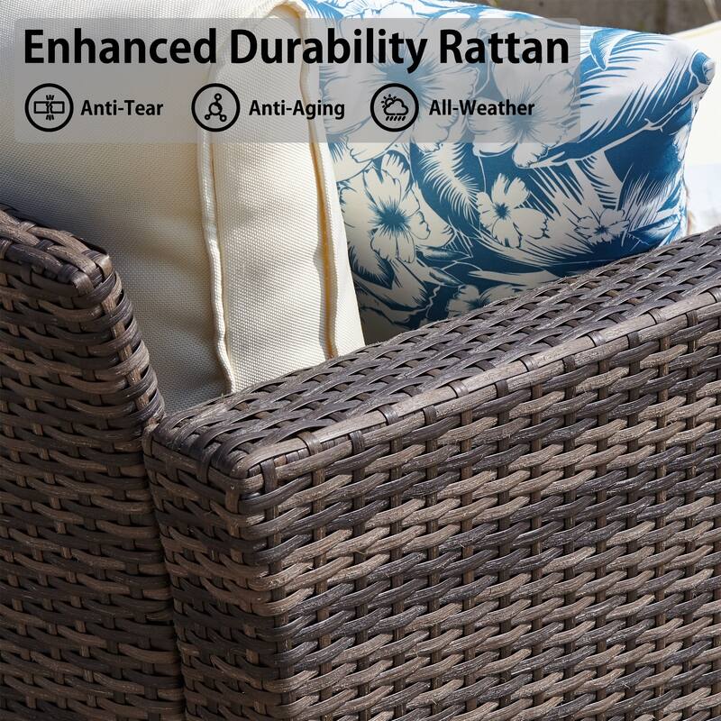 3 Piece Patio Conversation Sets Outdoor Couch Patio Furniture Sectional Wicker Sofa Set