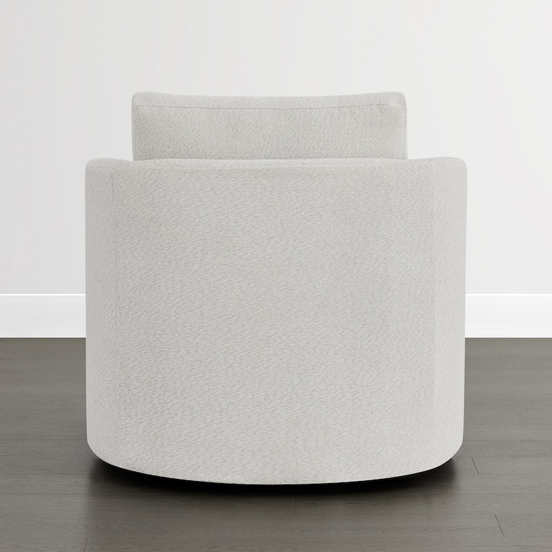 Spruce & Spring Modern Upholstered Swivel Barrel Accent Chair with Ottoman & Removable Slipcover