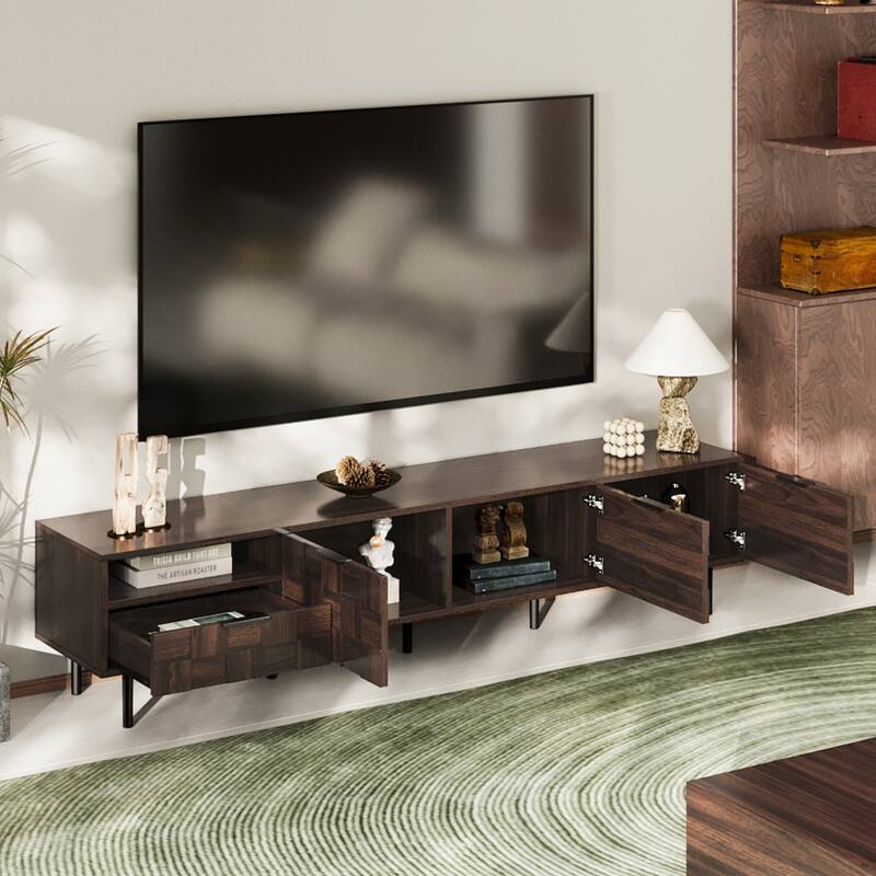 78 " Mid Century Modern Tv Stand For 65+ Inch Tvs, Tv Console With Storage Cabinets, Entertainment Center Storage