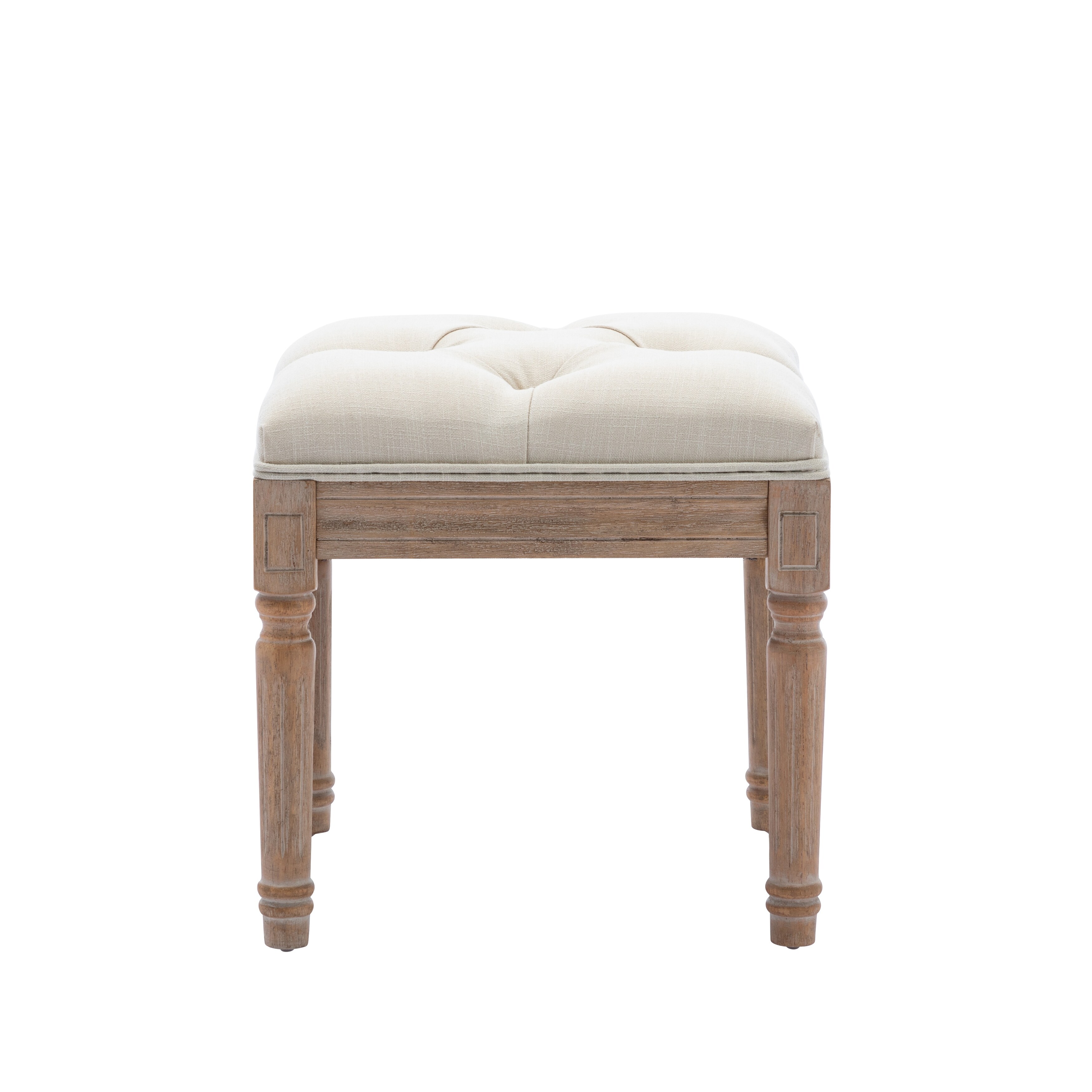 Solid Wood Upholstered Vanity Bench, Small Vintage Ottoman Leather Tufted Foot  Stool with Padded Cushion - as picture - Bed Bath & Beyond - 37668586