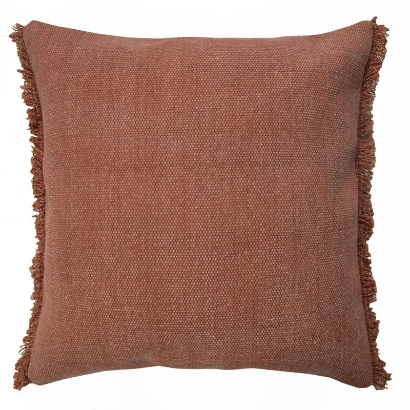 Power Loomed Solid Cotton Throw Pillow Cover - 20" - Adobe Red