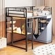 preview thumbnail 1 of 18, Twin Size Loft Metal Bed with Desk,Shelves,Power Outlet,LED Light and Wardrobe Black