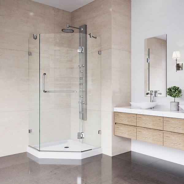 Shop Vigo Piedmont Clear Frameless Shower Enclosure With Low Profile Base On Sale Overstock 12532734