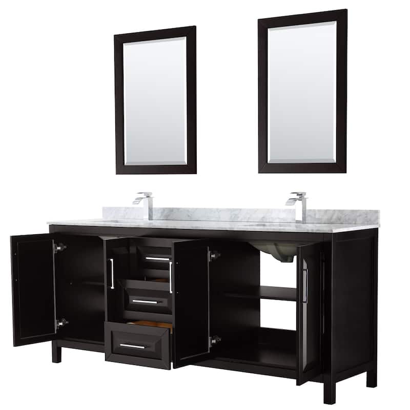 Daria 80-inch Double Vanity, Marble Top, 24-inch Mirrors