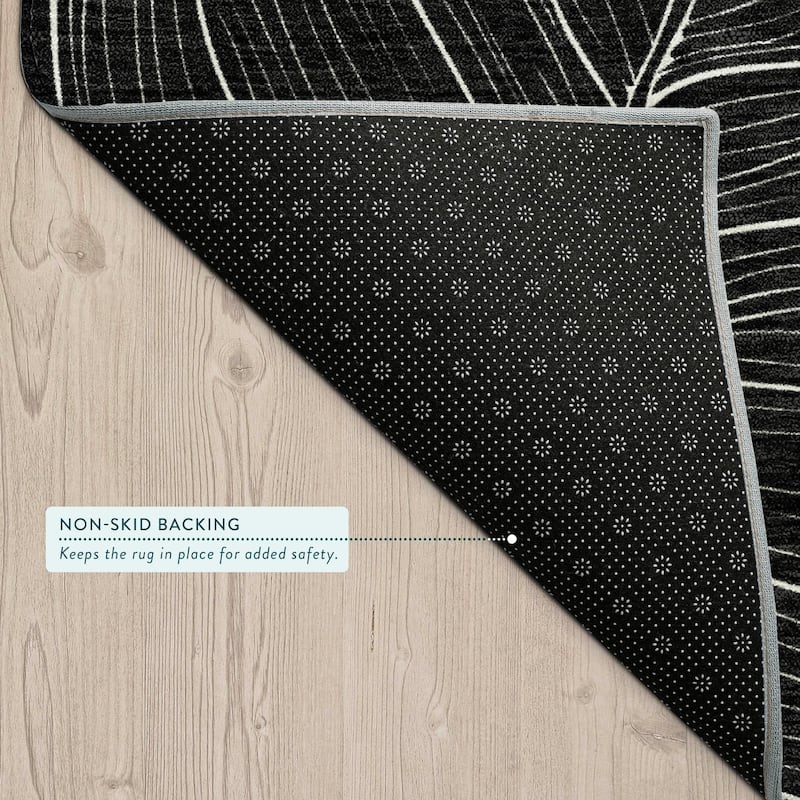 Machine Washable Indoor/ Outdoor Tropical Floral Chantille Rug