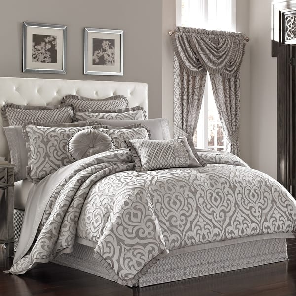 slide 2 of 4, J. Queen New York Luxembourg 4-piece Silver Damask Comforter Set