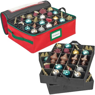 Underbed Christmas Ornament Storage Container - Holds up to 48-3 Inch Ornaments – Two Individual Removable Trays