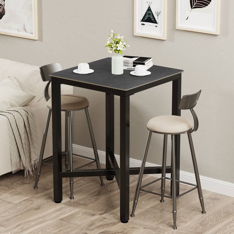 Square Cocktail Pub Bar Table Sintered Stone Tabletop - 28"W x 28"D x 42"H