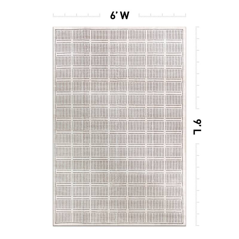 World Rug Gallery Bohemian Stripe Lines Washable Non Slip Area Rug