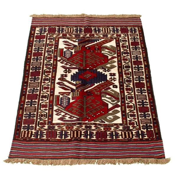 Hand-Knotted Wool Rug Tajik Caucasian Bordered Ivory Rug 4'2 x 6'1 eCarpet Gallery Area Rug for Living Room Bedroom 347123 Hand-Knotted Wool Rug Tajik Caucasian Bordered Ivory Rug 4'2 x 6'1 eCarpet Gallery Area Rug for Living Room Bedroom 347123