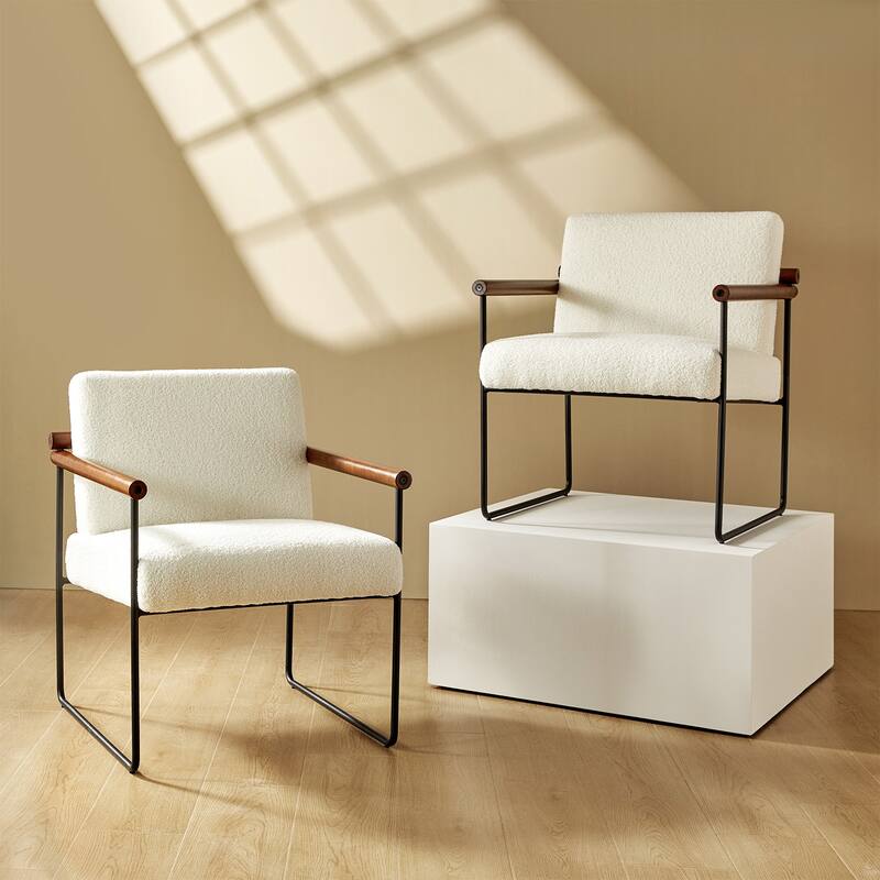 Justo Modern Accent Armchair with Metal Base and Removable Cushion Set Of 2 By HULALA HOME