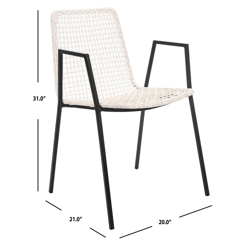 SAFAVIEH Sibbie Woven White Leather Dining Chair (Set of 2) - 20" x 21" x 31" - 20Wx21Dx31H