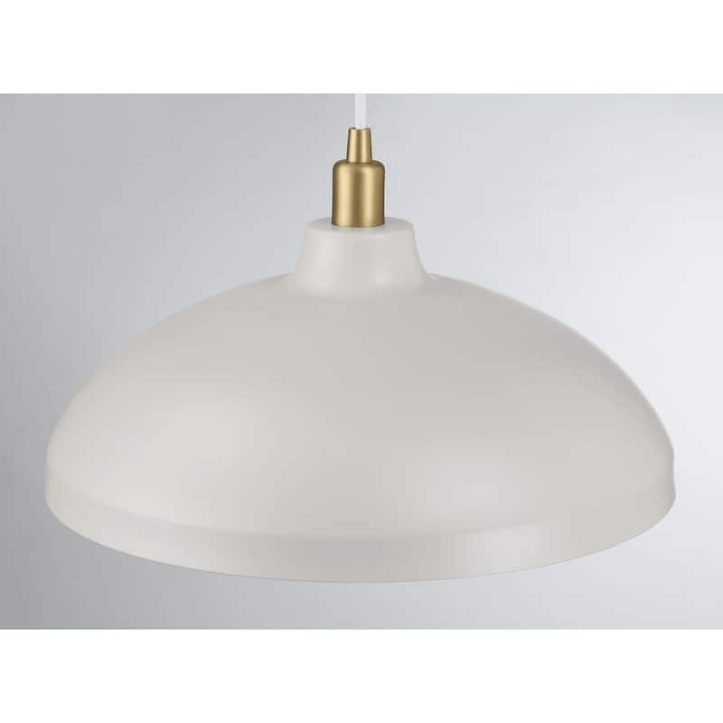 Single Light White Pendant Lamp with Golder Brass Finish for Entrance Kitchen Island 14"D × 8"H