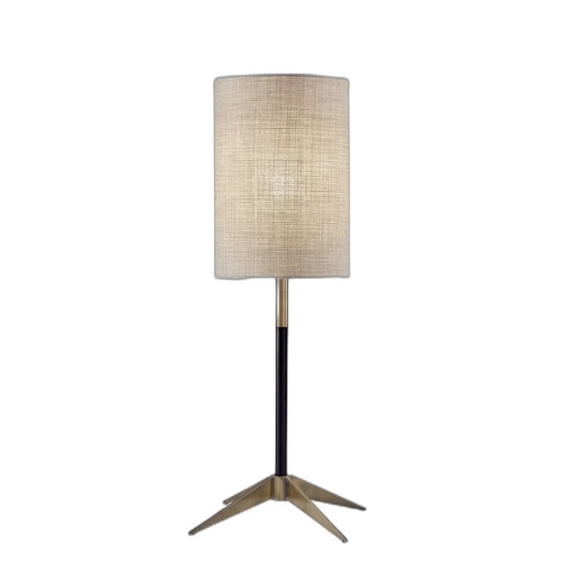 HomeRoots 27" Antiqued Brass Metal Table Lamp With Brown Drum Shade - 9.25