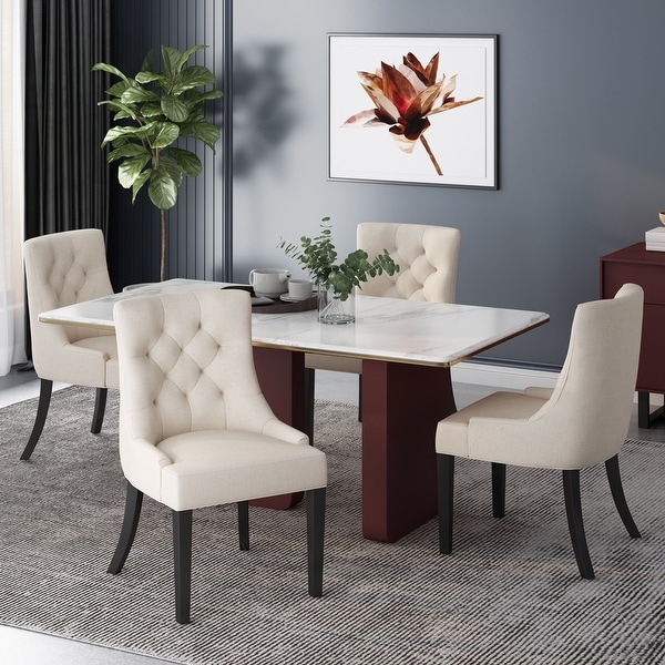 Shop Hayden Contemporary Tufted Fabric Dining Chairs (Set of 4) by Christopher Knight Home ...