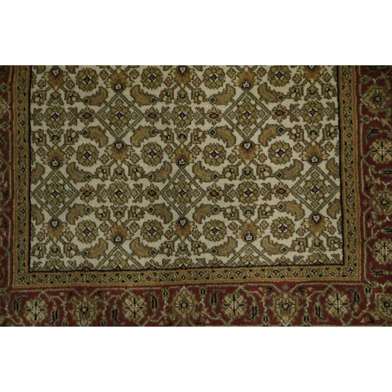 Hand Knotted Oriental 100% Wool Carpet Traditional All-Over Green Tabriz Runner Rug - 17' 4'' X 2' 8''