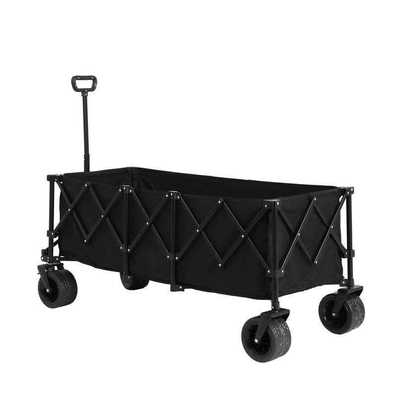Foldable Wagon with All-Terrain Wheels & Drink Holders, 220lb Capacity