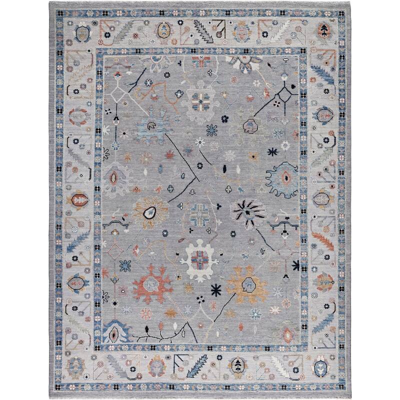 Oushak One-of-a-Kind Hand-Knotted Area Rug - Gray - 9' 0" x 11' 10"