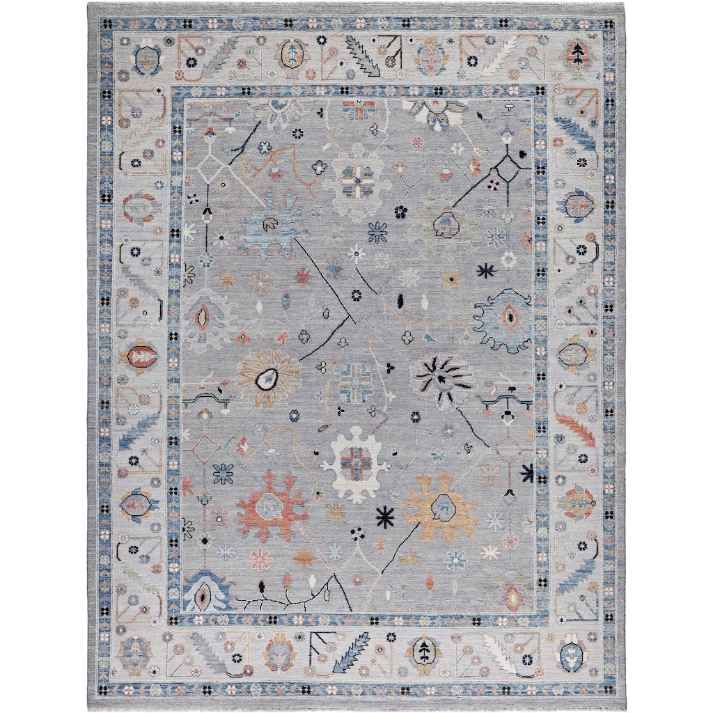 Oushak One-of-a-Kind Hand-Knotted Area Rug - Gray - 9' 0" x 11' 10"