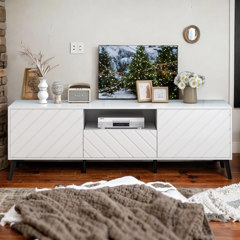 White textured tv sales stand