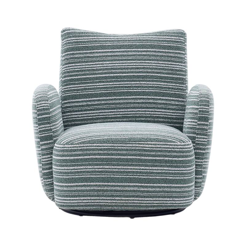 Swivel Striped Accent Chair with Metal Base, Modern Arm Chair for Living Room, Fabric Club Single Sofa Chair