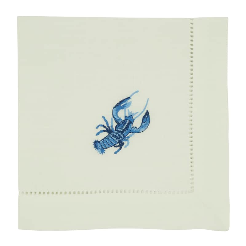 Embroidered Table Napkins With Lobster Design (Set of 4)