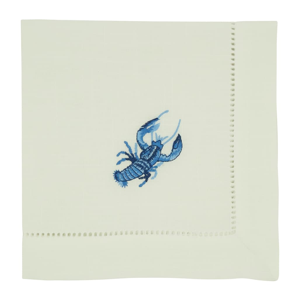 Embroidered Table Napkins With Lobster Design (Set of 4)