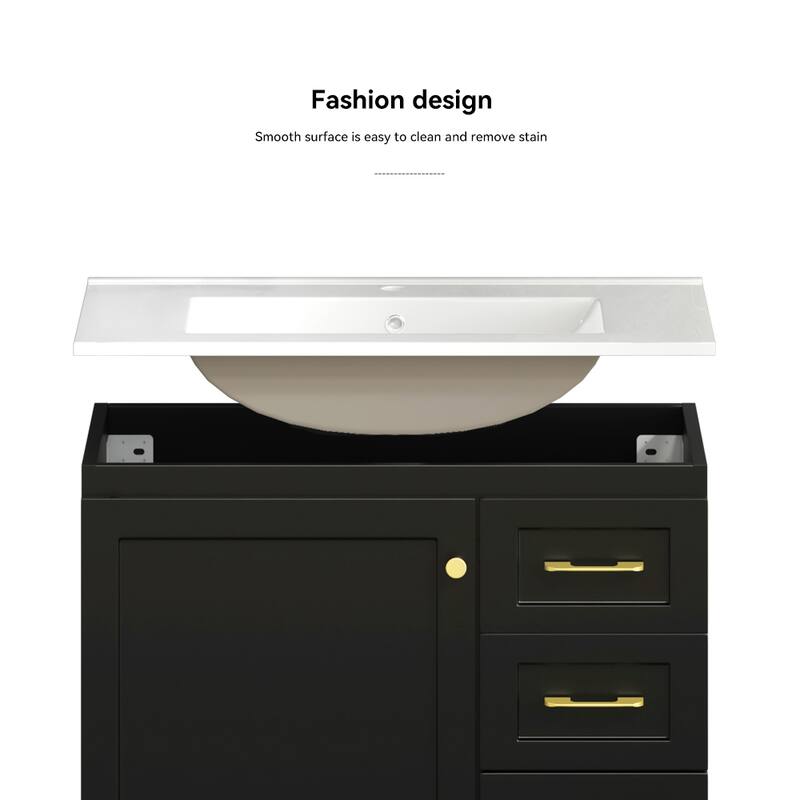 30" Bathroom Vanity. Abundant Storage Cabinet -1 Soft close doors and 3 drawers
