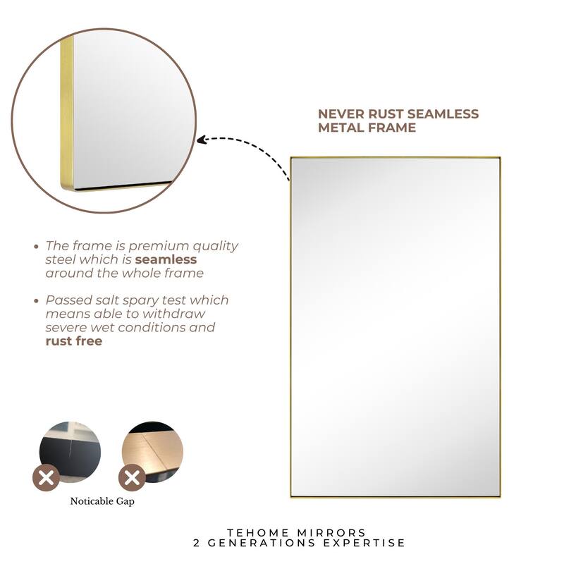 TEHOME Fulleti Matt Black Recessed Mount Squared Rectangle Medicine Cabinet with Mirror - 26" x 16"