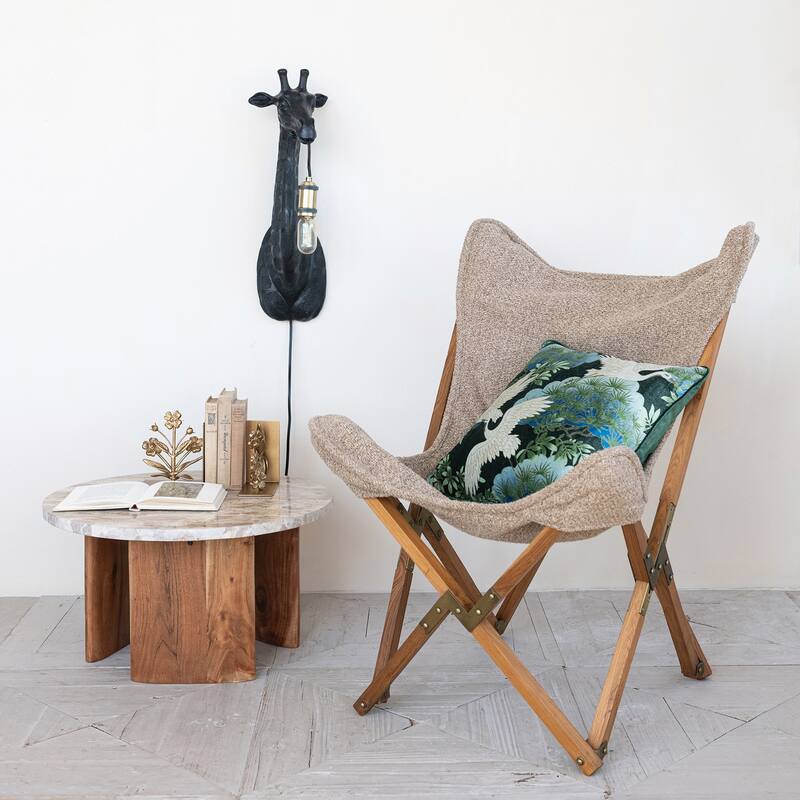 Resin and Metal Giraffe Wall Sconce with Inline Switch, Gold Finish, Black - 8.3"L x 7.9"W x 23.6"H