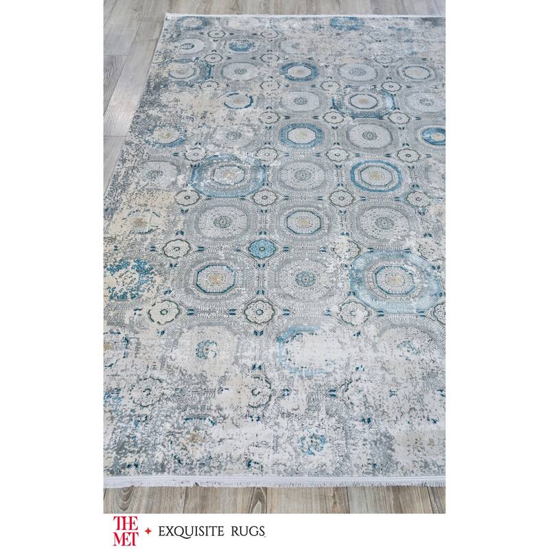 The Met X Exquisite Rugs Legacy Ivory/Blue Area Rug.