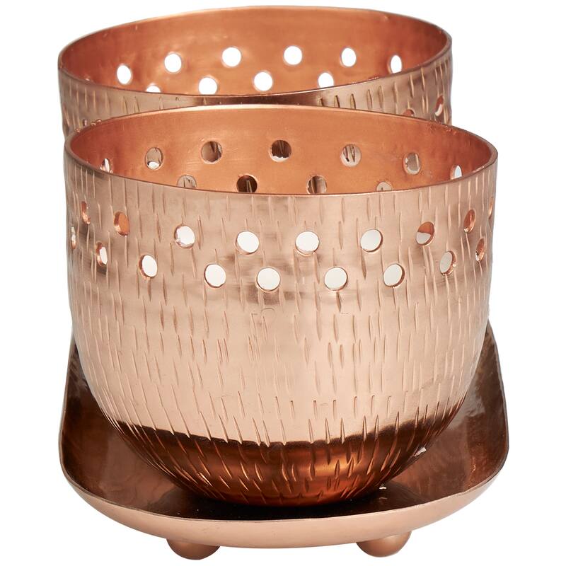Gold or Copper or Silver Metal Scented Cutout Spotted 7 oz 1 Wick Candle with White Wax (Set of 2)
