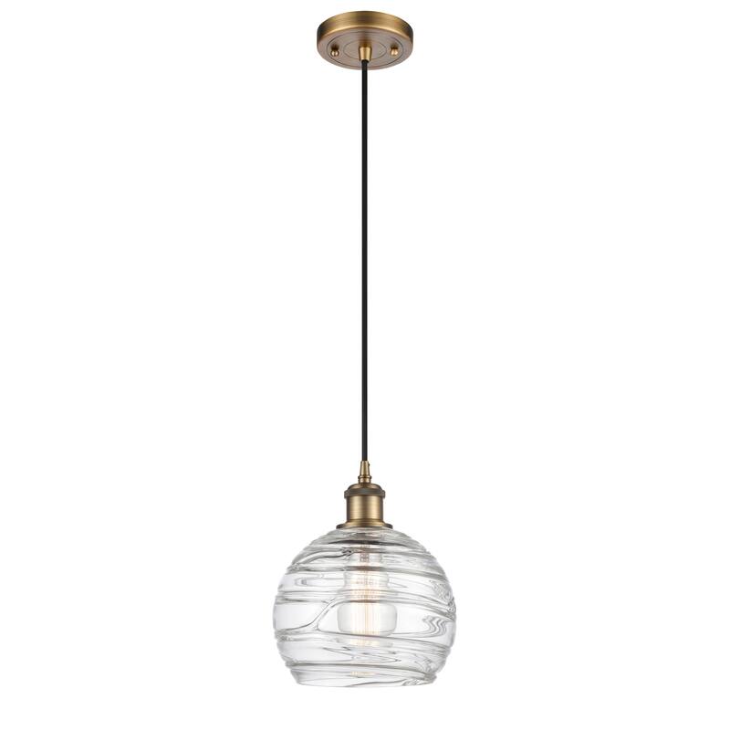 Innovations Lighting Ballston Athens Deco Swirl - 1 Light 8" Cord Hung Mini Pendant - Brushed Brass
