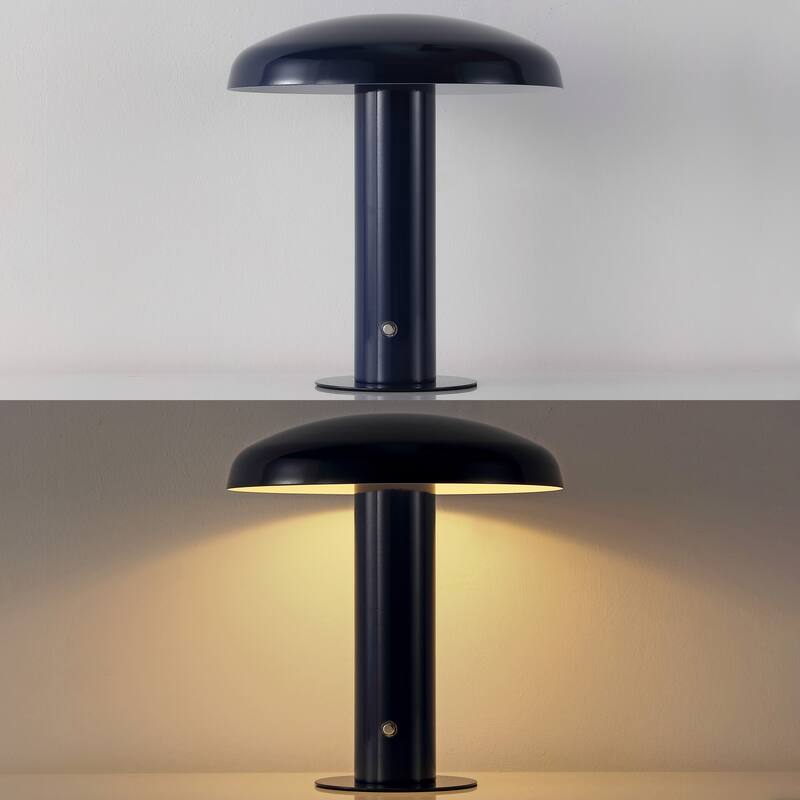 Boletus 11" Contemporary Bohemian Rechargeable/Cordless Iron Integrated LED Mushroom Table Lamp, by JONATHAN Y