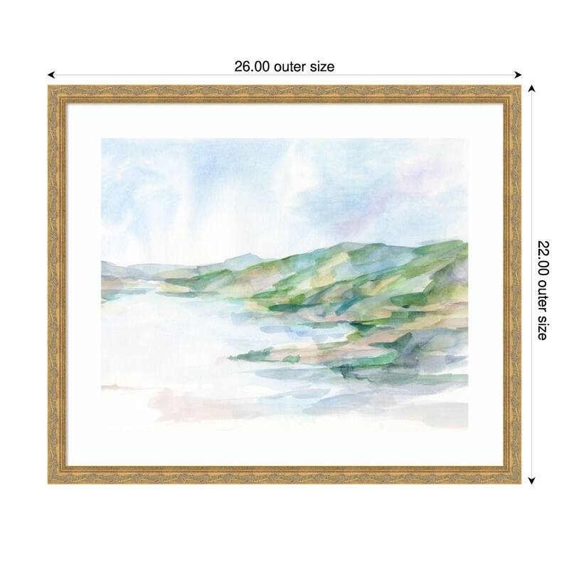 Pastel Seaside No. 2 by Ethan Harper Wood Framed Wall Art Print - Mila Dark Gold