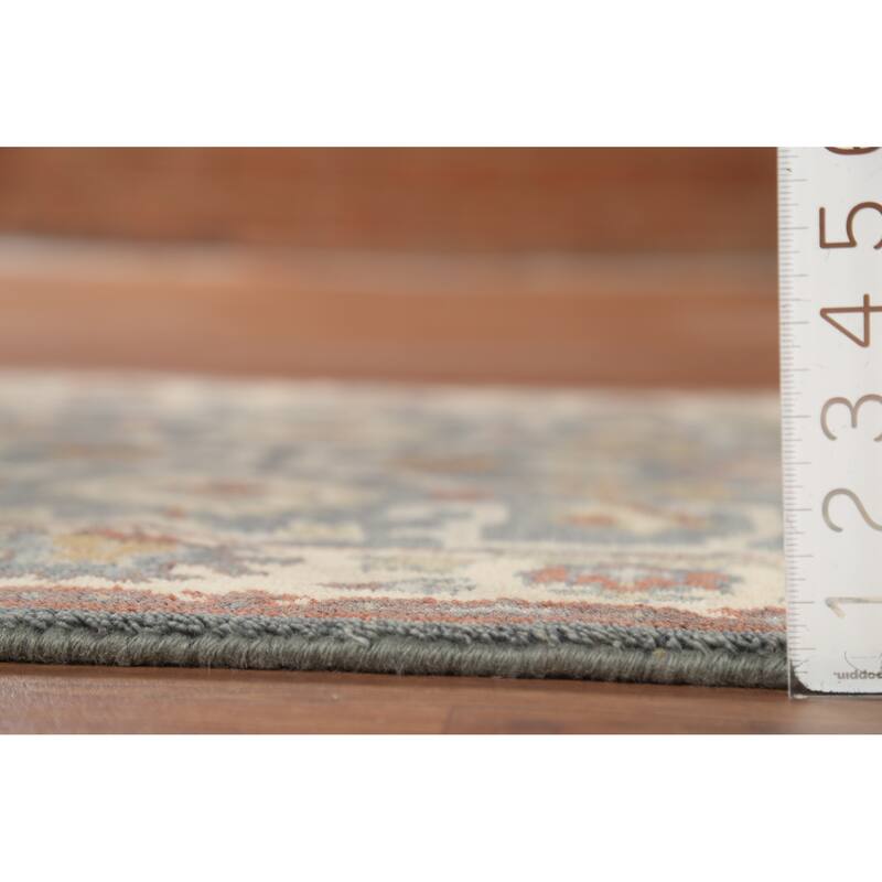 Gray Geometric Oushak Indian Accent Rug Hand-Knotted Wool Carpet - 3'1"x 5'4"