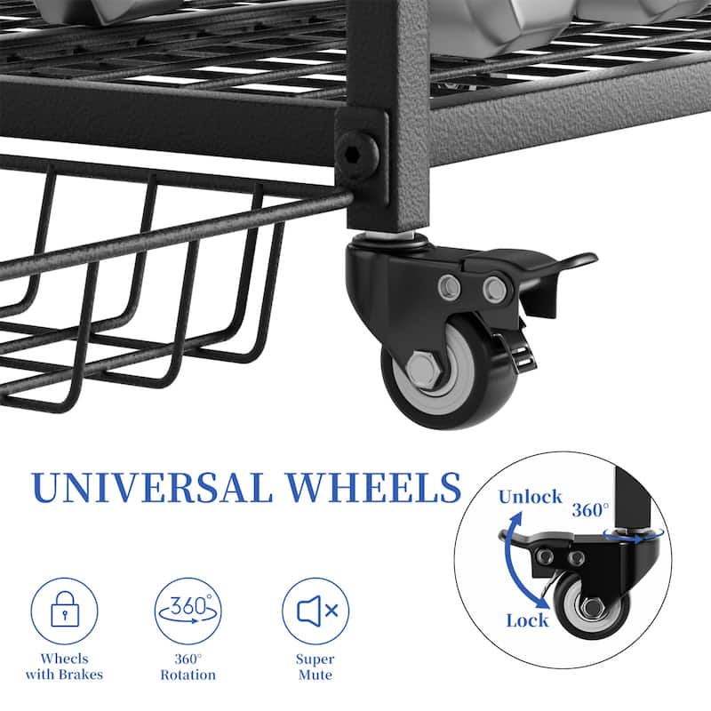 Freestanding Rolling Sports Equipment Organizer Home Gym Storage Rack with Wheels