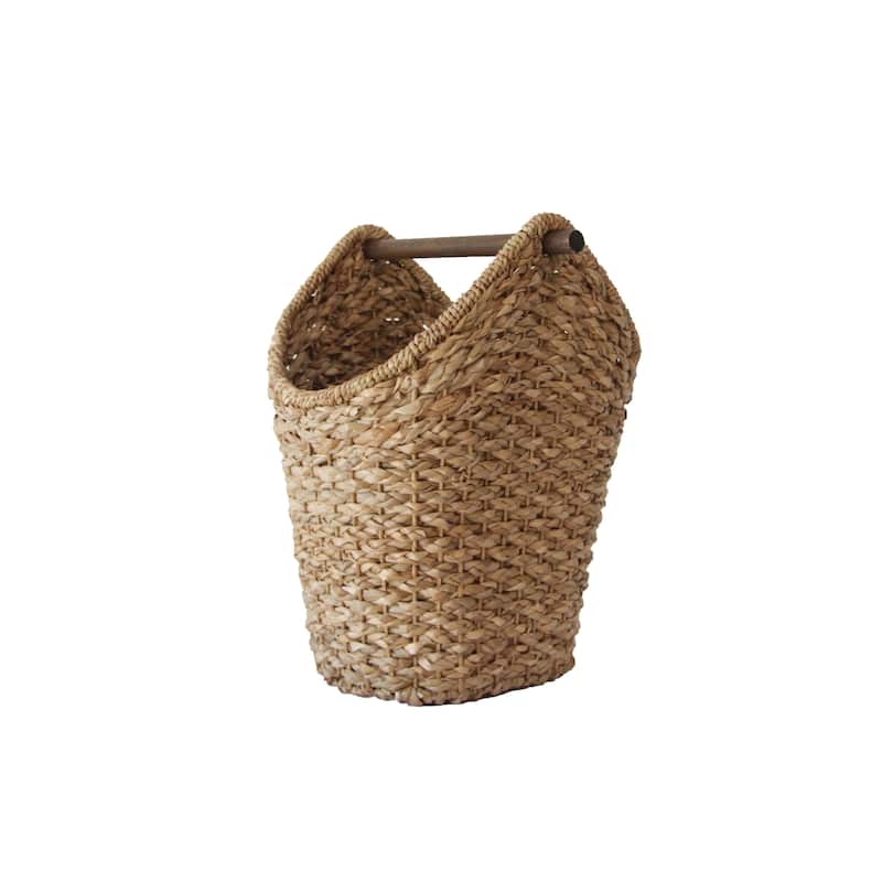 Braided Oval Toilet Paper Basket with Wood Bar - Natural