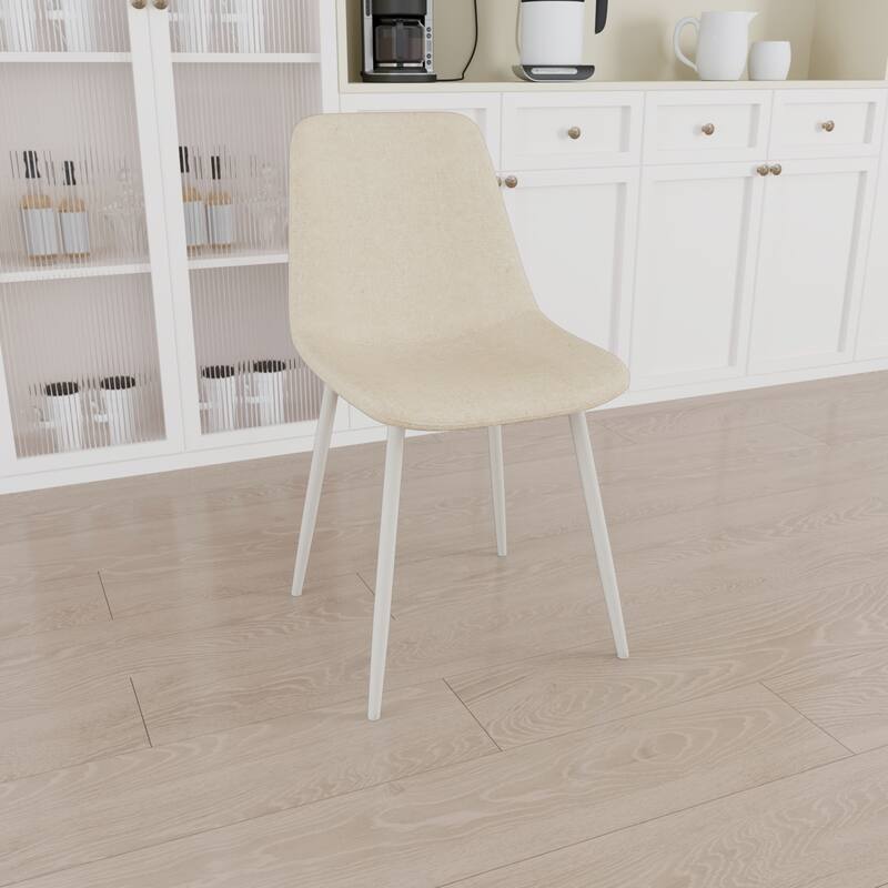 Linen 4 Piece Kitchen Dining Chair Set with Cushions, Metal Legs, Anti Scratch Foot Pads for Dining Room Kitchen Living Room