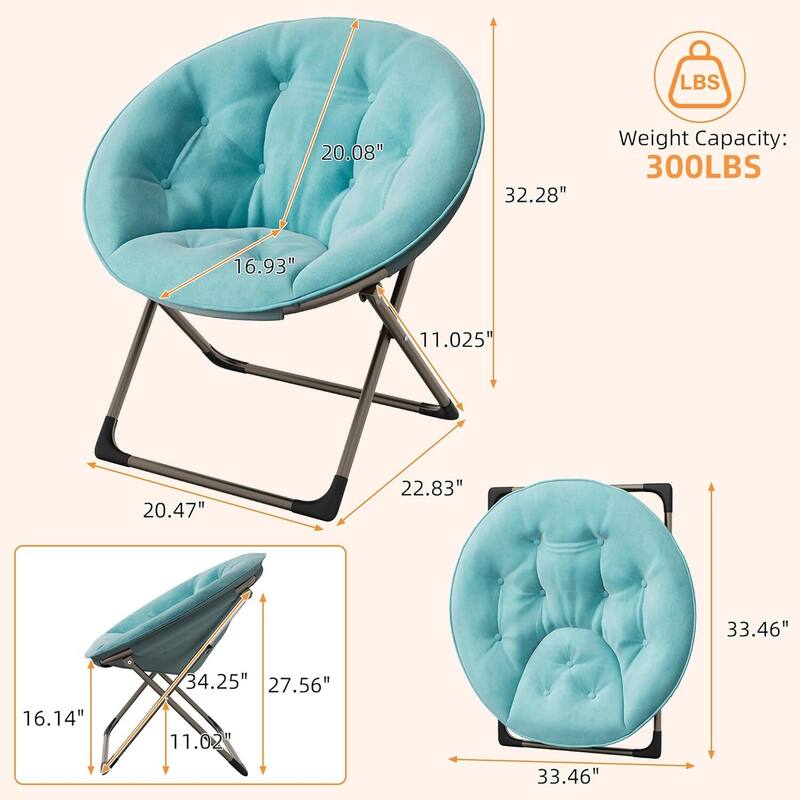 Foldable Comfy Plush Saucer Chair for Adults for Bedroom, Dorm, Gaming, Small Spaces