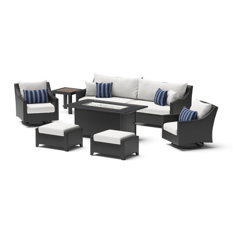 Deco 8 Piece Sunbrella Outdoor Patio Motion Fire Set with Table