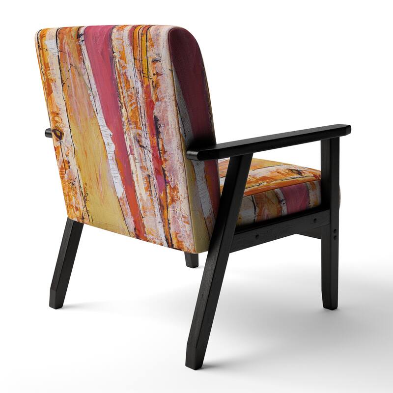 Designart "Orange Glam Natural Wood" Upholstered Traditional Accent Chair - Arm Chair
