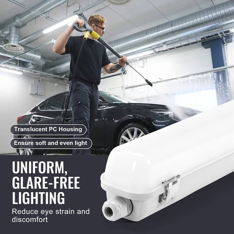 UIMOSO 4FT LED Vapor Tight Light for Parking Lot Warehouse Walk-In Freezer Car Wash - 4FT 5400/6400/7400LM Adjustable