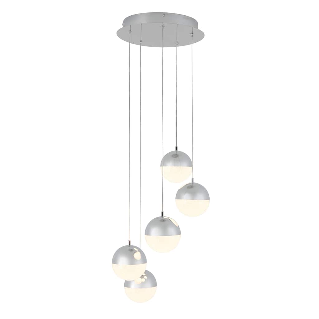 Artika Sparkle 5-Light LED Pendant Ceiling Light, Chrome