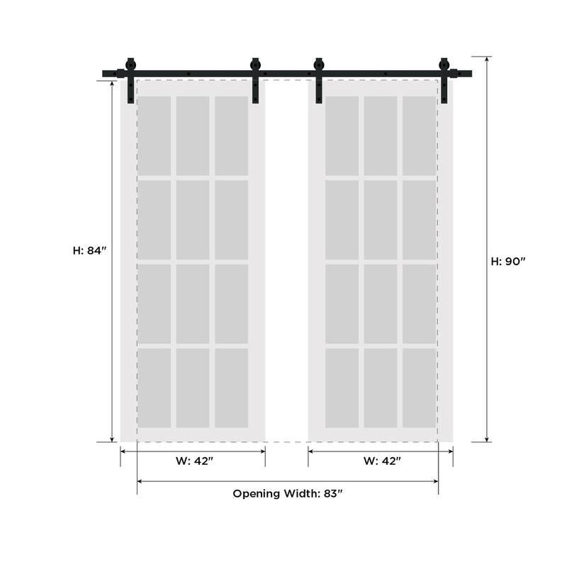 Modern Double Barn Door / Mela 0733 Painted White / 13FT Silver Rail Track Set / Solid Panel Interior Doors