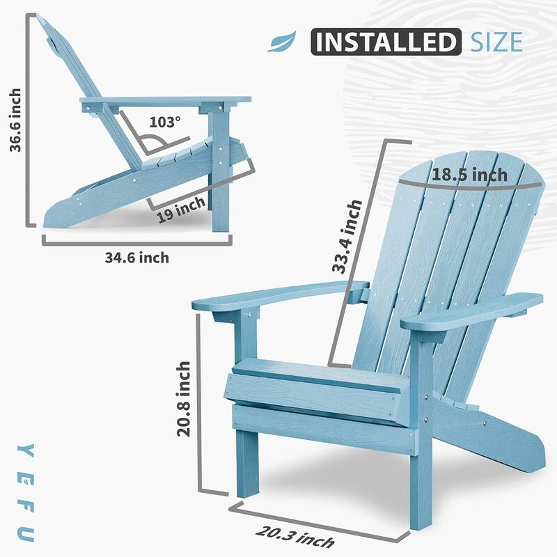 WINSOON All Weather HIPS Outdoor Plastic Adirondack Chairs Set of 2