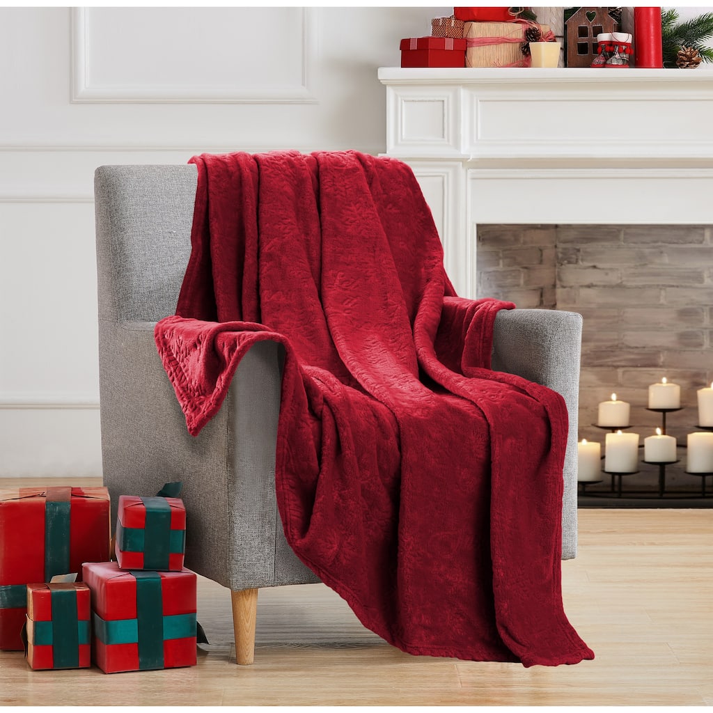 Let It Snow Emb Throw 50x70 Red